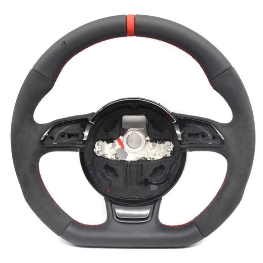 Audi Sport Flat Bottom Steering Wheel | Suede & Leather Grip - Carmodza.com