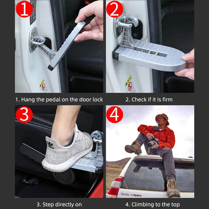 Foldable Car Roof Access Step | Universal Door Latch Hook Pedal - Carmodza.com