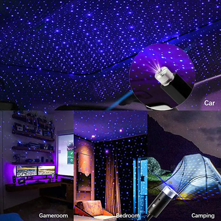 Galaxy Star Projector Lamp - Adjustable USB Powered LED Night Light for Car Roof - Carmodza.com