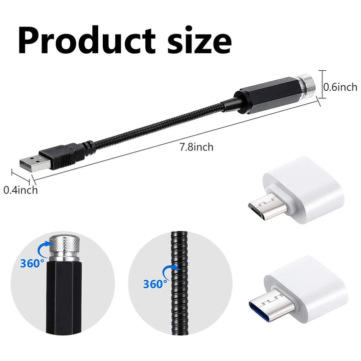 Galaxy Star Projector Lamp - Adjustable USB Powered LED Night Light for Car Roof - Carmodza.com