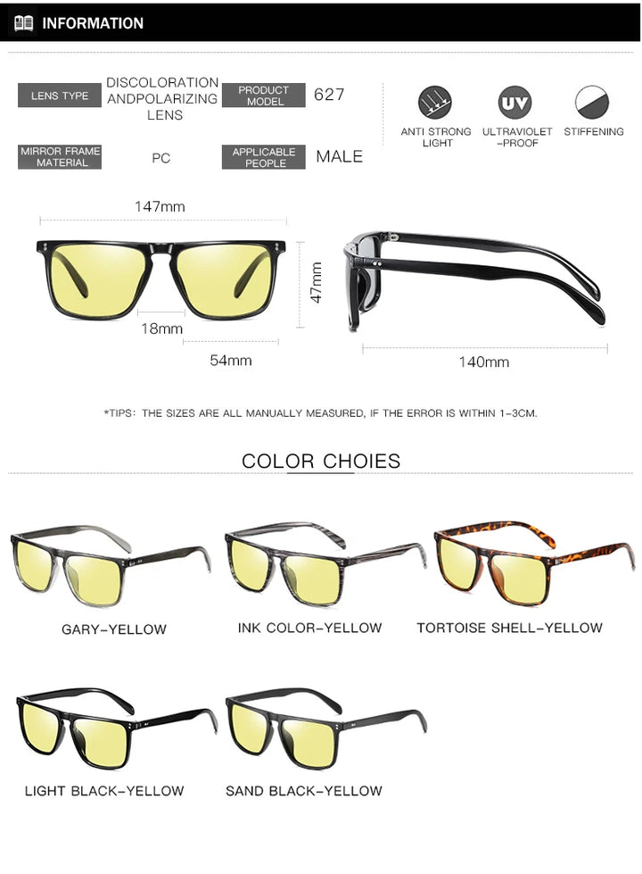 Photochromic Polarized Driving Sunglasses for Day & Night Vision - Carmodza.com
