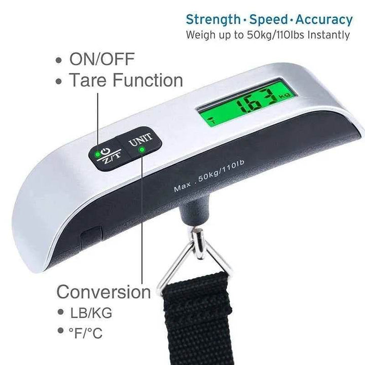 Digital Hanging Luggage Scale - 50kg Portable Scale - Carmodza.com