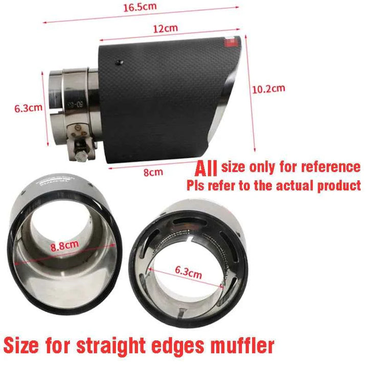 New Car bright Carbon Fiber Muffler Tip Exhaust System Pipe Mufflers Matte Universal Crimping Stainless steel Black exhaust tip