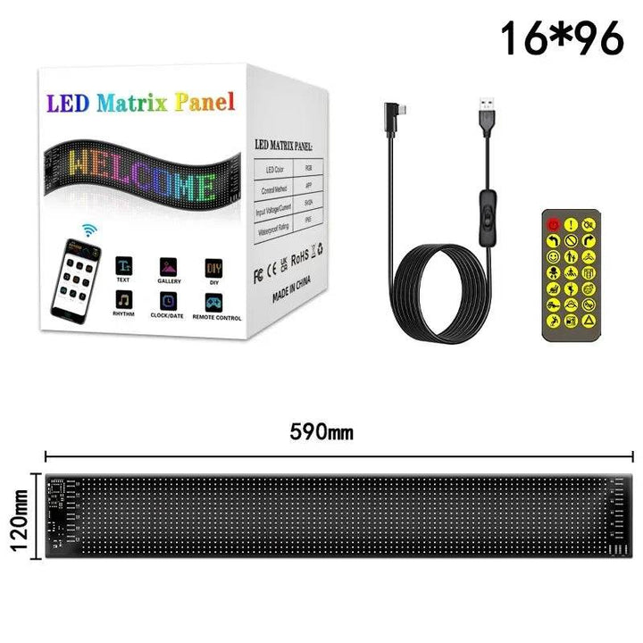 Flexible USB LED Car Display Screen with APP & Remote Control - Carmodza.com