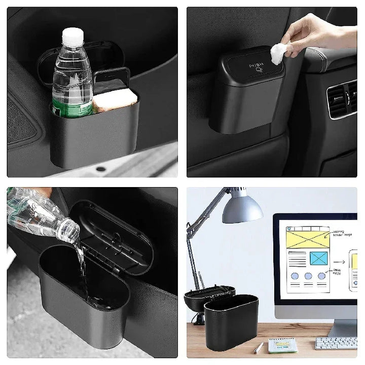 Car Trash Can with Lid – Leak-Proof Mini Bin with 60 Bags - Carmodza.com