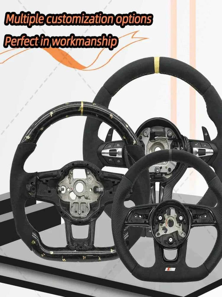 Custom Audi Perforated Steering Wheel for A3 A4 S4 S5 Models - Carmodza.com
