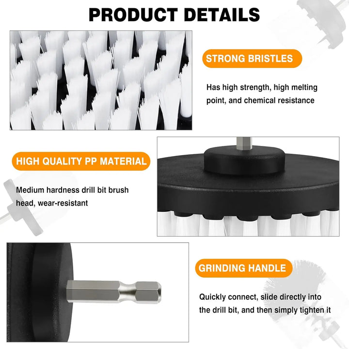 Electric Car Scrubbing Brush Cleaning Kit with Drill Power - Carmodza.com