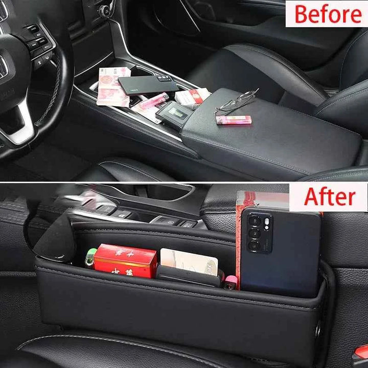 Car Seat Gap Storage Box – Leather Organizer for Extra Space - Carmodza.com