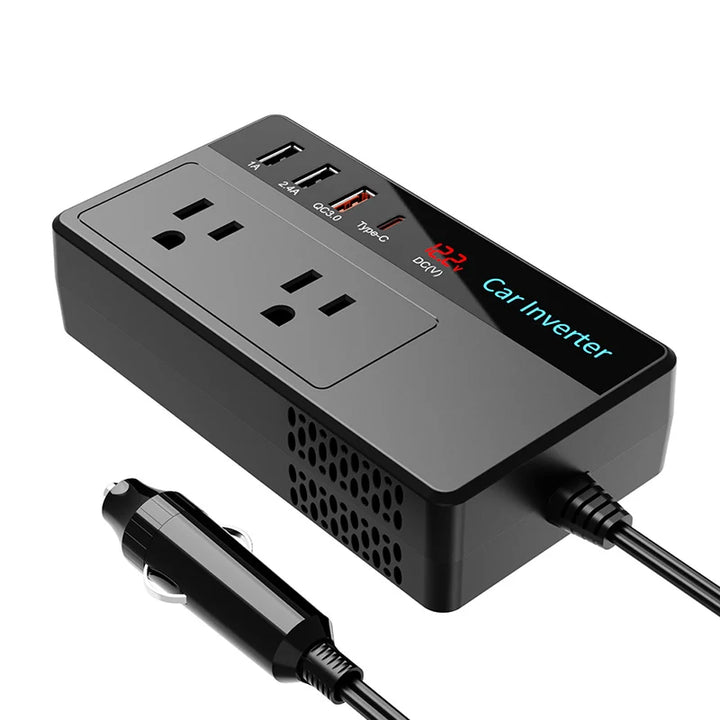 200W Car Power Inverter with USB & Type-C Ports - Carmodza.com