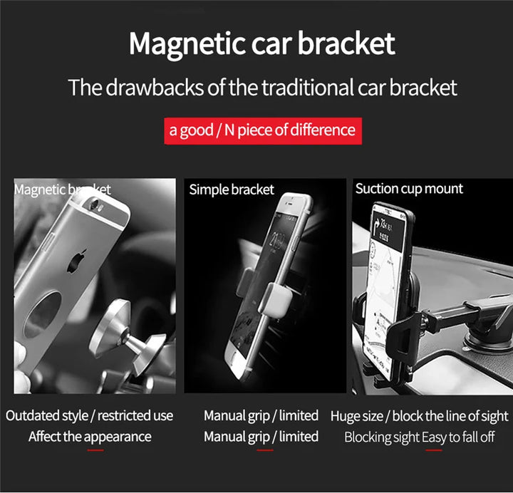 Magnetic Phone Holder - L-Shaped Car Mount for Air Vent Clip - Carmodza.com