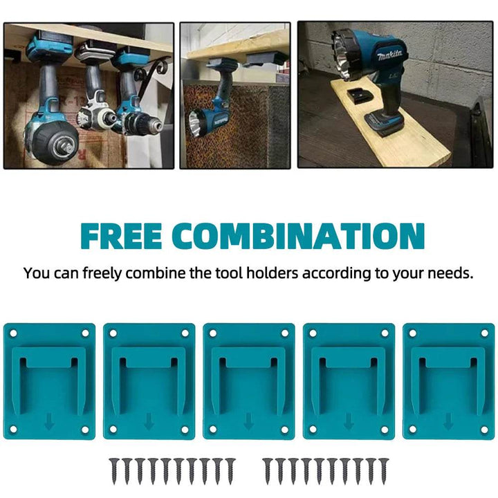 Power Tool Wall Mount Holder for Makita, Milwaukee & Dewalt (5-Pack) - Carmodza.com