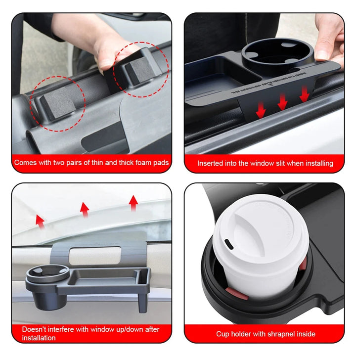 Car Door Window Organizer Tray with Cup & Phone Holder - Carmodza.com