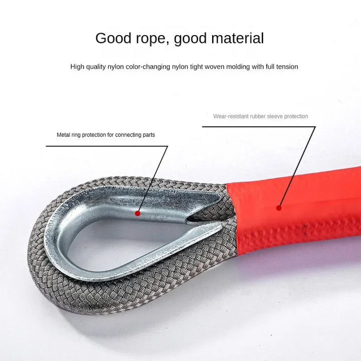 Heavy-Duty Off-Road Tow Rope with Reflective Strips & Shackles - Carmodza.com