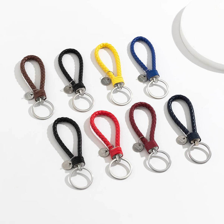 Braided Leather Car Keychain | Stylish Woven Rope Keyring - Carmodza.com