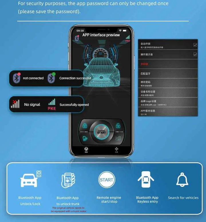 Universal Car Alarm Auto Start Stop System Remote Control Engine Ignition Autostart Kit Keyless Push Start System Car Accessorie