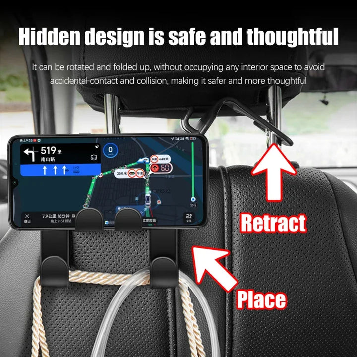 Car Headrest Hook Phone Holder for Purses and Bags (2 Pack) - Carmodza.com
