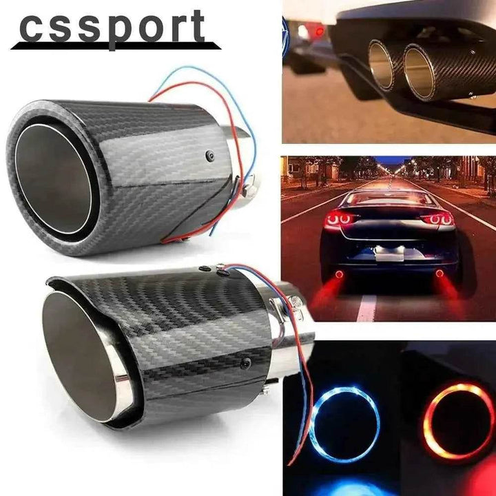 Universal Car Exhaust Muffler Pipe LED Red/Blue Light Tail Tip - Carmodza.com
