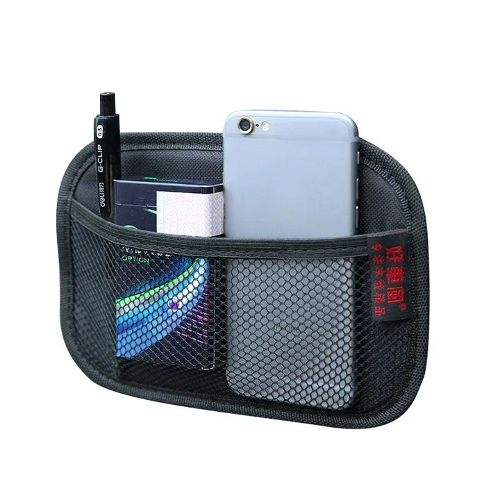 Car Leather Mesh Storage Bag for Phones, Coins & Keys | Car Interior Organizer - Carmodza.com