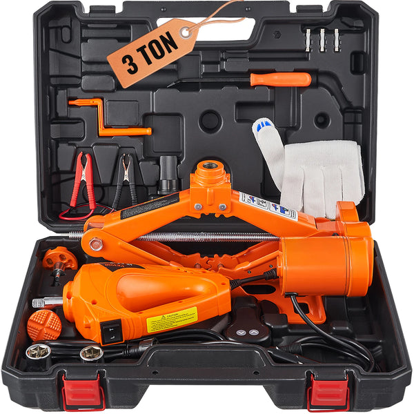 Electric Car Jack 3 Ton Kit with Impact Wrench 12V Portable - Carmodza.com