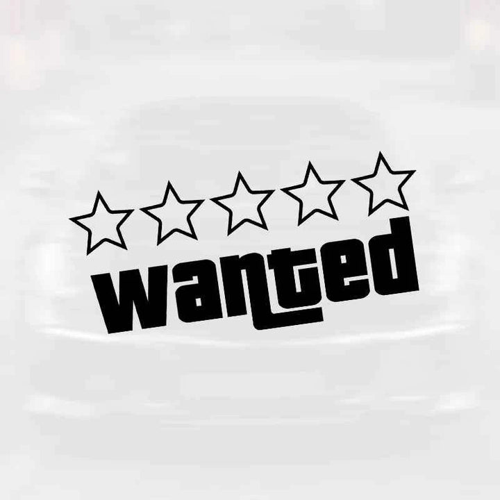 Wanted Pentagram Car Sticker | 5-Star Vinyl Decal for Car