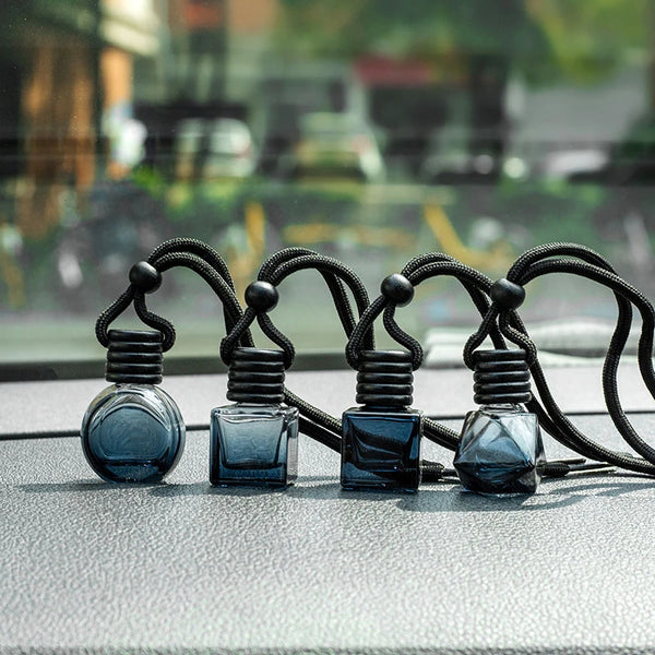 Car Hanging Glass Perfume Bottle – Decorative Empty Aroma Diffuser - Carmodza.com