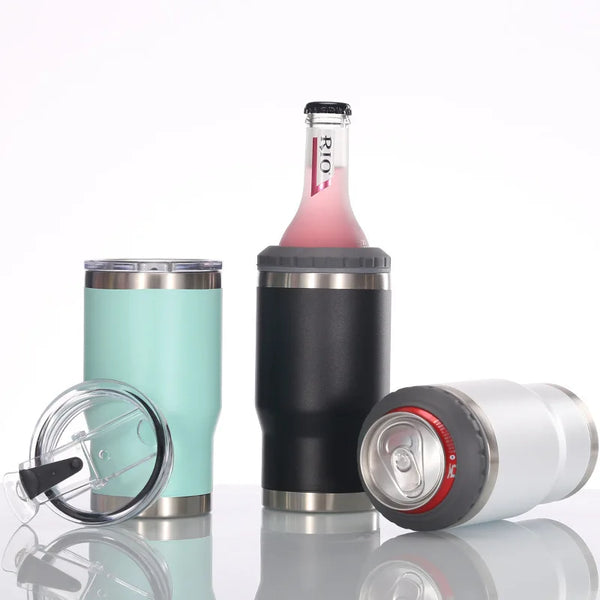 Car Insulated Can Cooler Cup – 4-in-1 Stainless Steel Tumbler - Carmodza.com