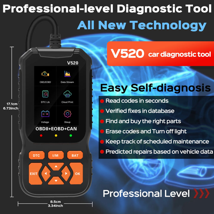 Car Code Reader V520 OBD2 Scanner Diagnostic Tool - Pro Version - Carmodza.com