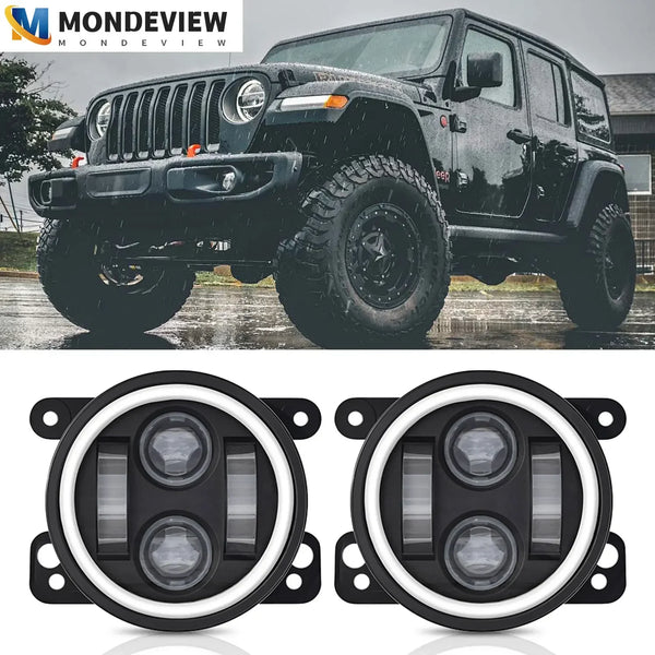 Wrangler LED Fog Lights with Halo DRL & Turn Signal - Carmodza.com