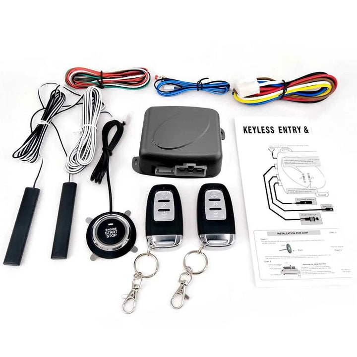 9 Pcs Car SUV Switch Keyless Entry Engine Start Alarm System Push Button Remote Starter Stop Auto Anti-theft System