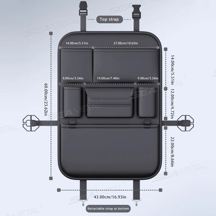 6-Pocket Car Seat Back Storage Bag – PU Leather Organizer - Carmodza.com
