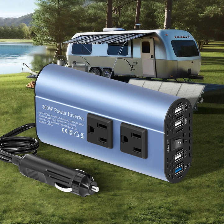 500W Car Power Inverter with Dual AC Outlets & 4 USB Ports - Carmodza.com
