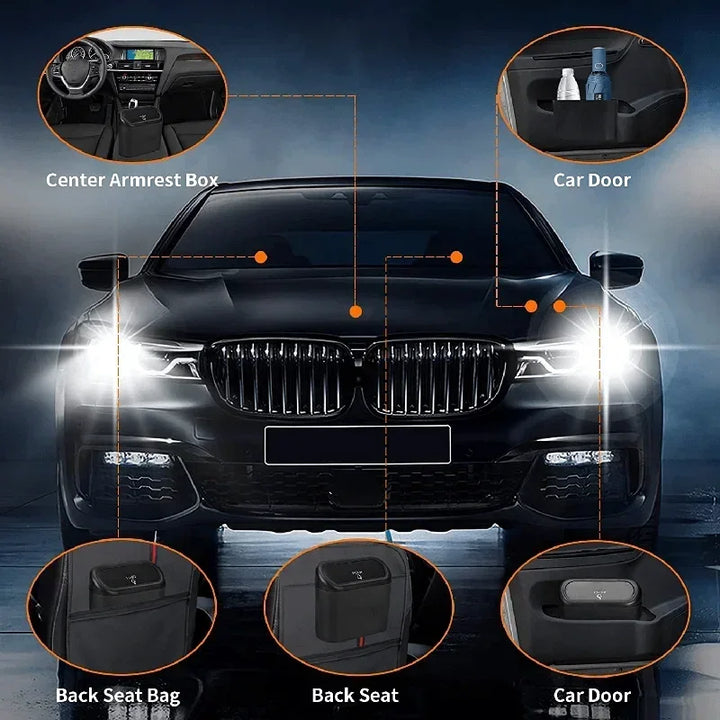 Car Trash Can with Lid – Leak-Proof Mini Bin with 60 Bags - Carmodza.com