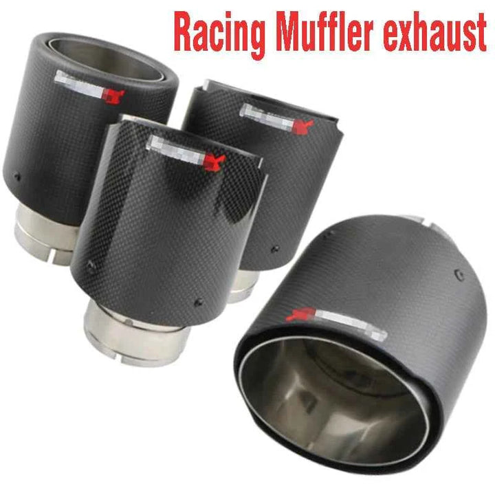 New Car bright Carbon Fiber Muffler Tip Exhaust System Pipe Mufflers Matte Universal Crimping Stainless steel Black exhaust tip