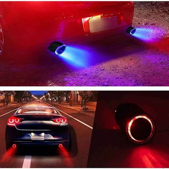 Universal Car Exhaust Muffler Pipe LED Red/Blue Light Tail Tip - Carmodza.com
