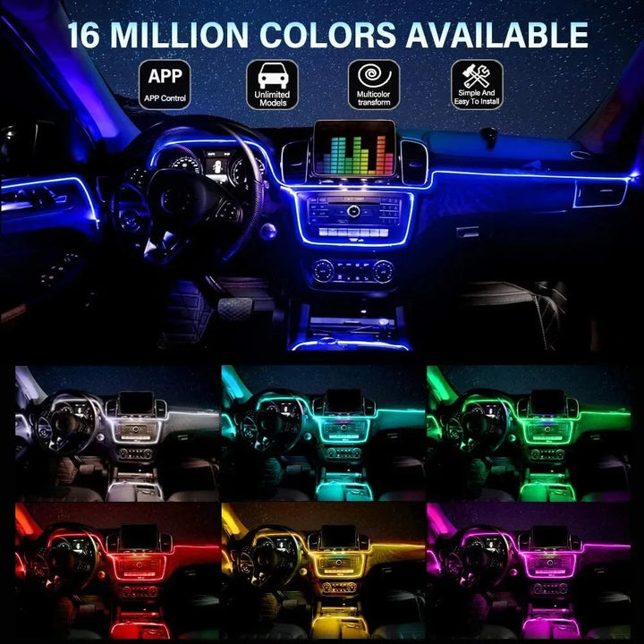 LED Car Interior Lights | RGB Fiber Optic Ambient Strip Kit - Carmodza.com