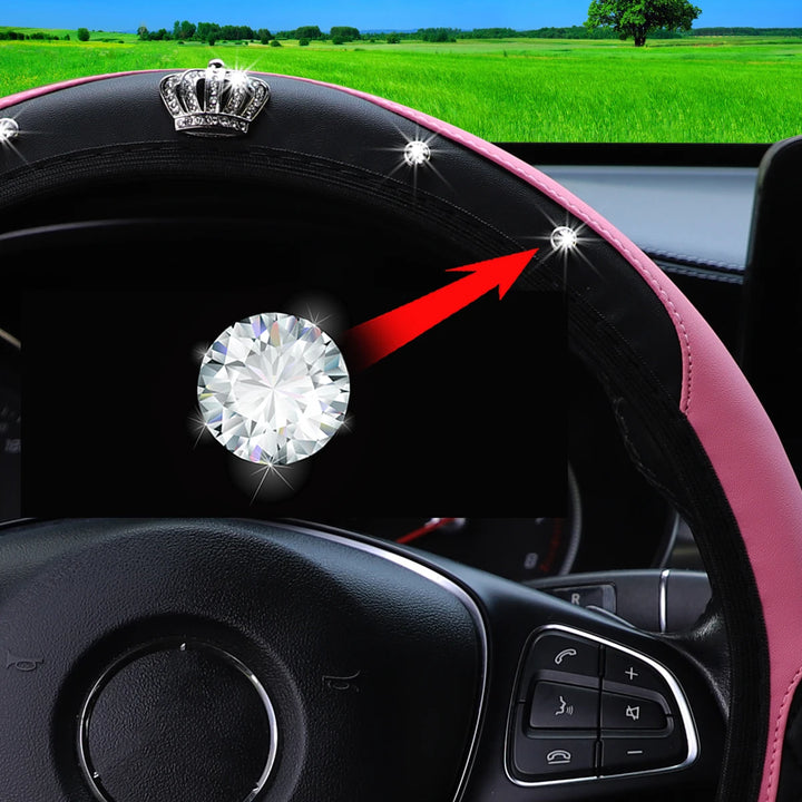 Leather Car Cover Set - 3pc Quilted Crown & Diamond Accent - Carmodza.com