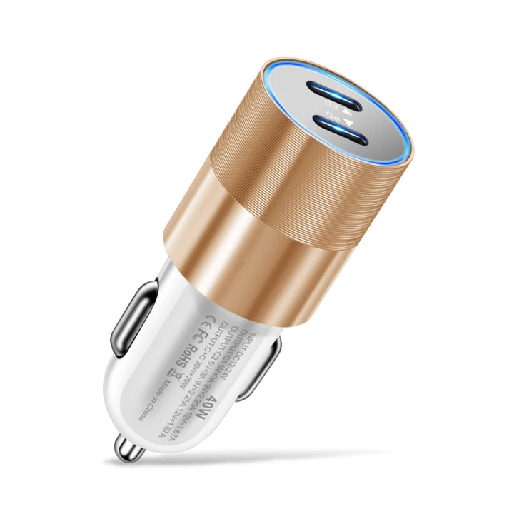 40W Dual USB-C Car Charger | PD 3.0 Fast Charging Adapter - Carmodza.com