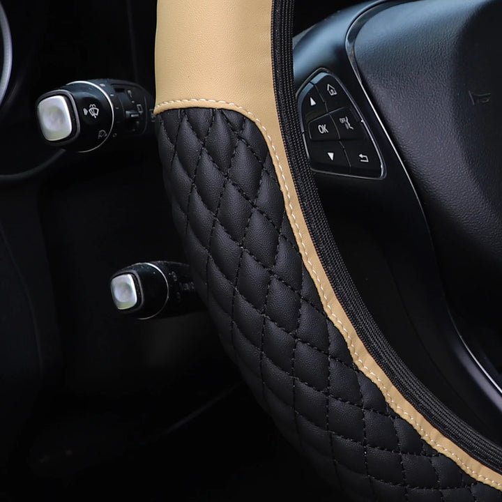 Leather Car Cover Set - 3pc Quilted Crown & Diamond Accent - Carmodza.com