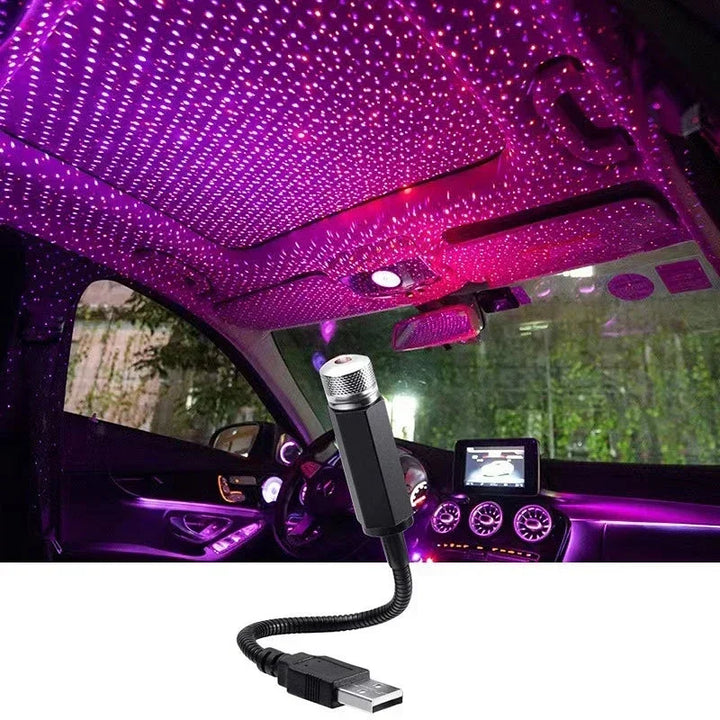 USB Car Galaxy Atmosphere Lamp with LED Star Projector Light - Carmodza.com