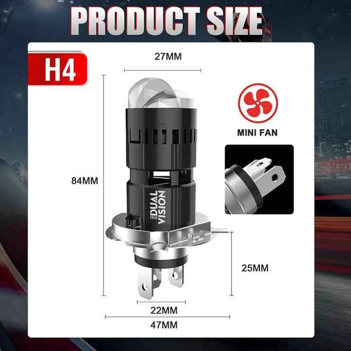 H4 Bi Mini LED Projector Lens LHD RHD Car Bulbs  Hi/Low Beam Auto Headlight 1200W 600000LM Turbo Lamps Dual Motorcycle Plug&Play