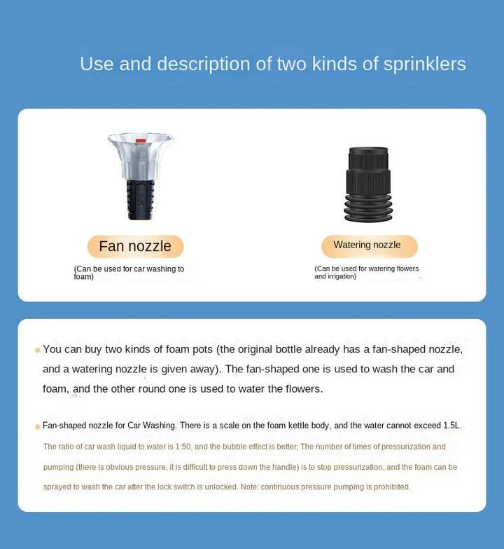 Hand Pump Foam Sprayer Car Wash Bottle 2L - Carmodza.com