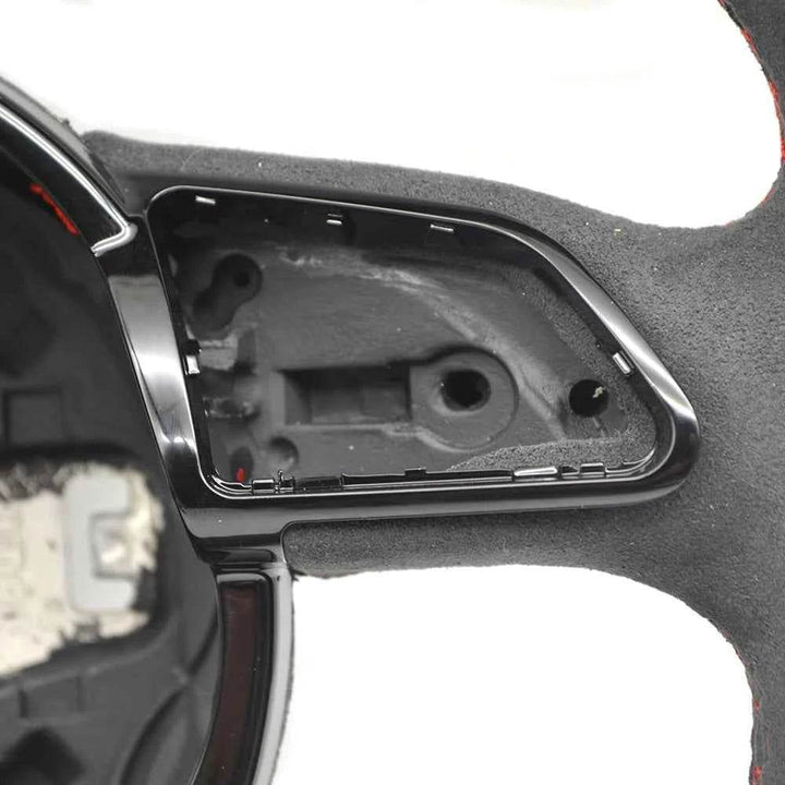 Audi Sport Flat Bottom Steering Wheel | Suede & Leather Grip - Carmodza.com