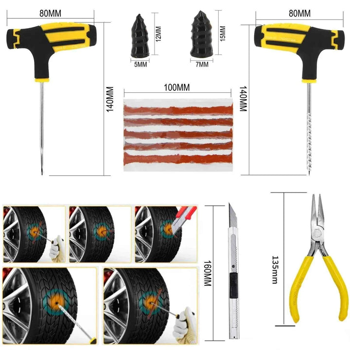 Car Tire Repair Emergency Kit | Puncture Plug Tools - Carmodza.com