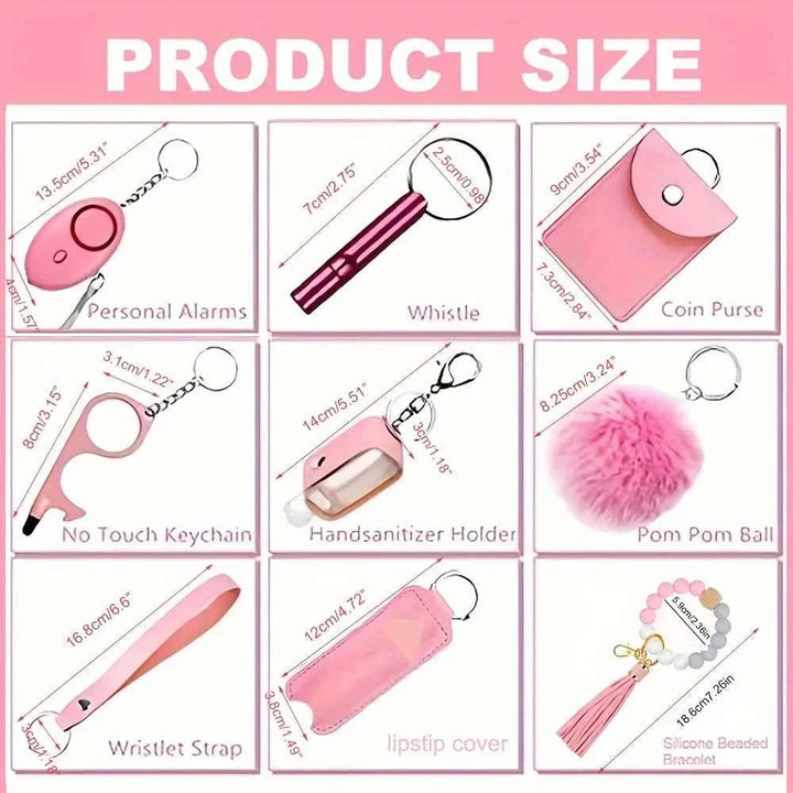 Women's Car Safety Keychain Set | 12-Piece Personal Alarm Kit - Carmodza.com