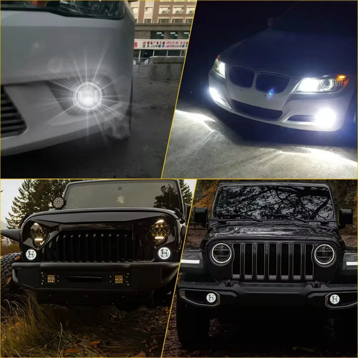 Wrangler LED Fog Lights with Halo DRL & Turn Signal - Carmodza.com