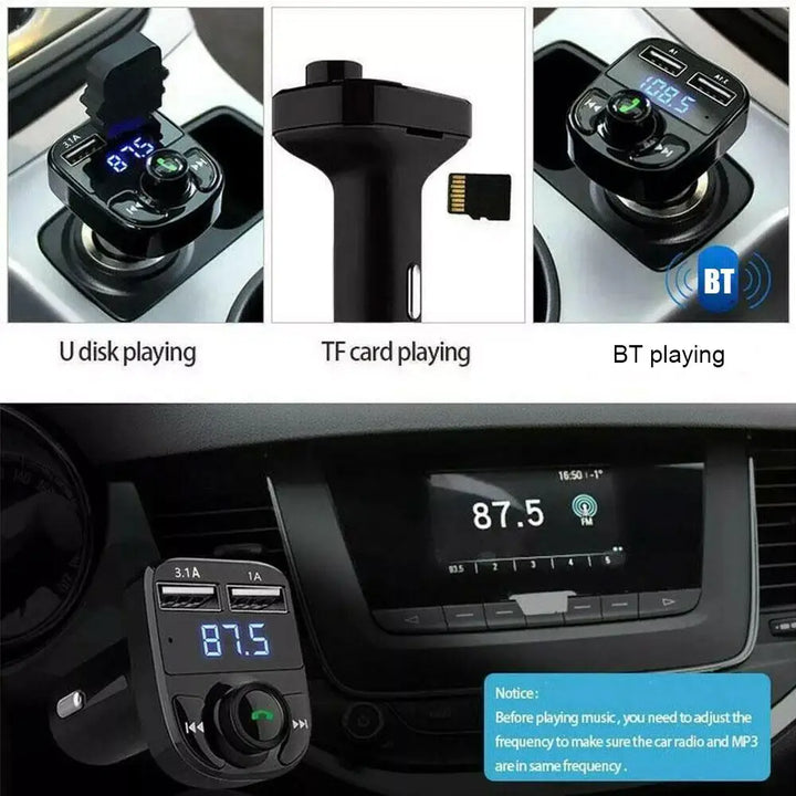 Bluetooth FM Transmitter Car Kit with 3.1A Dual USB & Hands-Free - Carmodza.com
