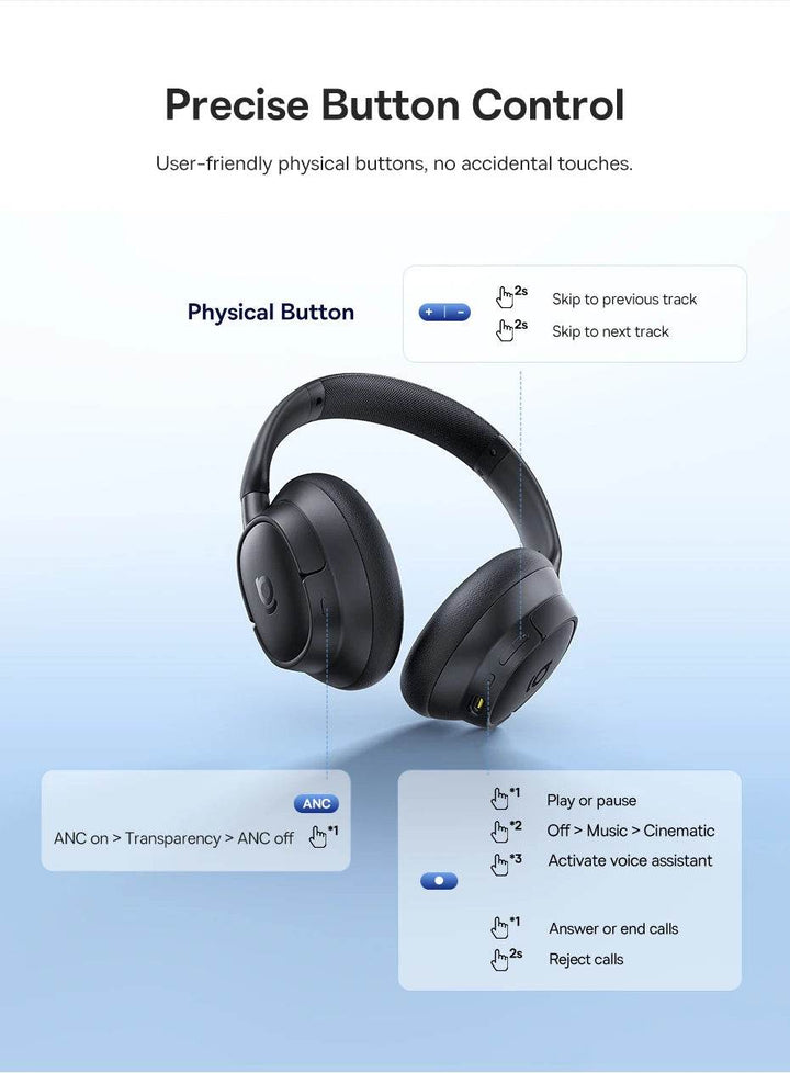 Baseus Wireless Noise Canceling Headphones - 120H Playtime - Carmodza.com