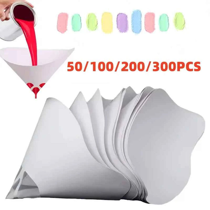 50/100P200/300Pcs Disposable Car Paint Spray Mesh Paper Filter Purifying Straining Funnel Paint Conical Nylon Micron Paper