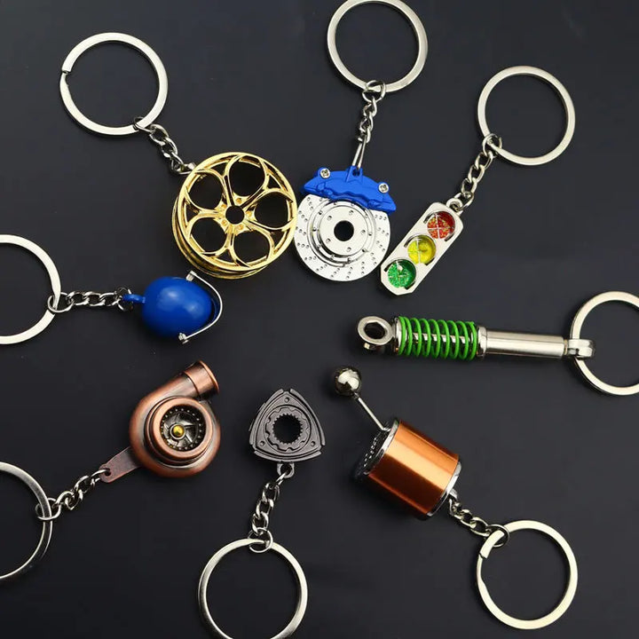 Car Part Enthusiast Metal Keychains | Automotive Themed Keyrings - Carmodza.com