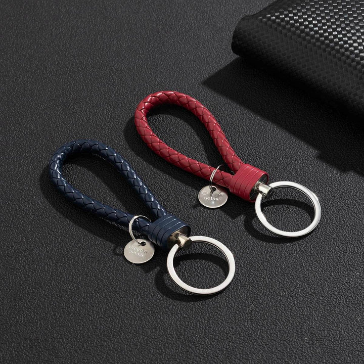 Braided Leather Car Keychain | Stylish Woven Rope Keyring - Carmodza.com